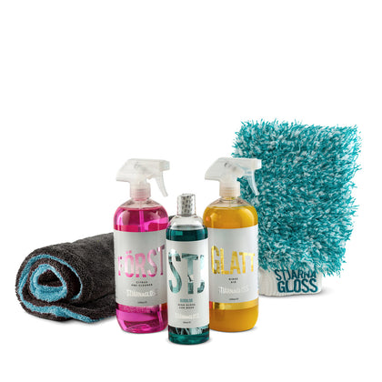 Stjarnagloss Gloss Wash Kit - Citrus Pre-Wash, Shampoo, Rinse Aid, Wash Mitt and Drying Towel