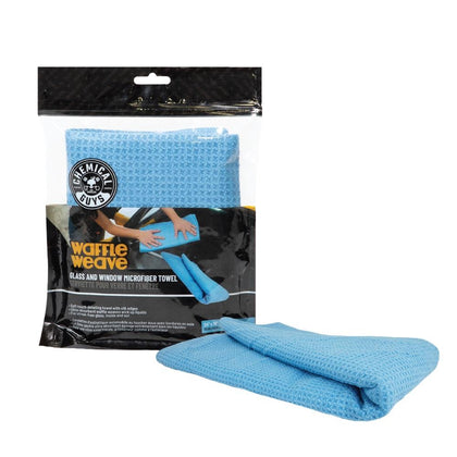 Chemical Guys Glass And Window Waffle Weave Towel Blue 16